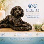 Cockapoo Figurine Ashes Urn Black Bronze Resin Finish Infinity Pet Crematorium