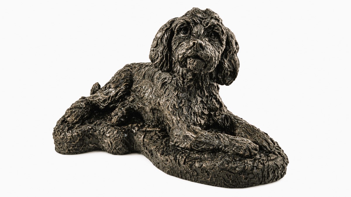 Cockapoo Figurine Urn Black Resin Finish