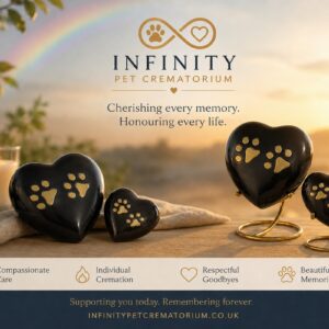 Paw Print Heart Urn Gunmetal Finish 60cc and 400cc Infinity Pet Crematorium