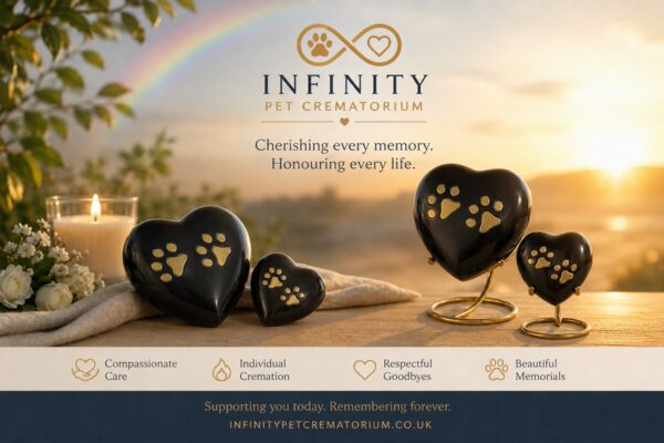 Paw Print Heart Urn Gunmetal Finish 60cc and 400cc Infinity Pet Crematorium