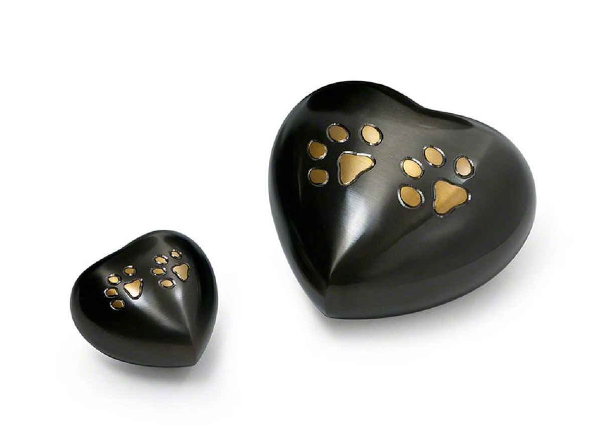 Pawprint Heart Urn Gunmetal