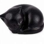 Sleeping Cat Urn Black Wood Effect Finish