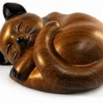 Sleeping Cat Urn Brown & Black Wood Effect Finish