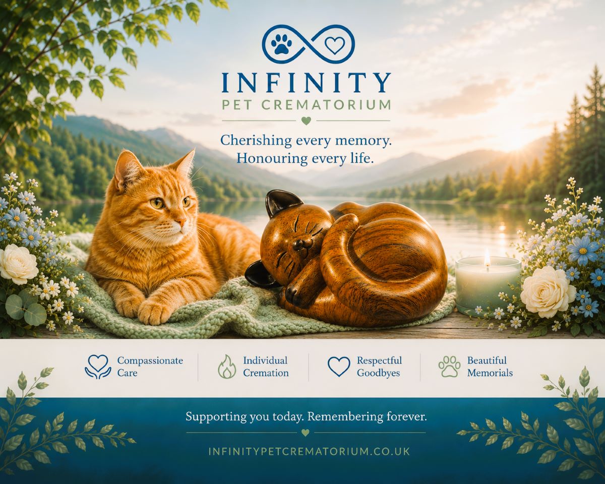 Sleeping Cat Urn Brown & Black Wood Effect Finish Infinity Pet Crematorium