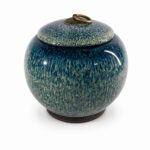 Blue Green Speckled Pet Urn Ceramic Style Finish