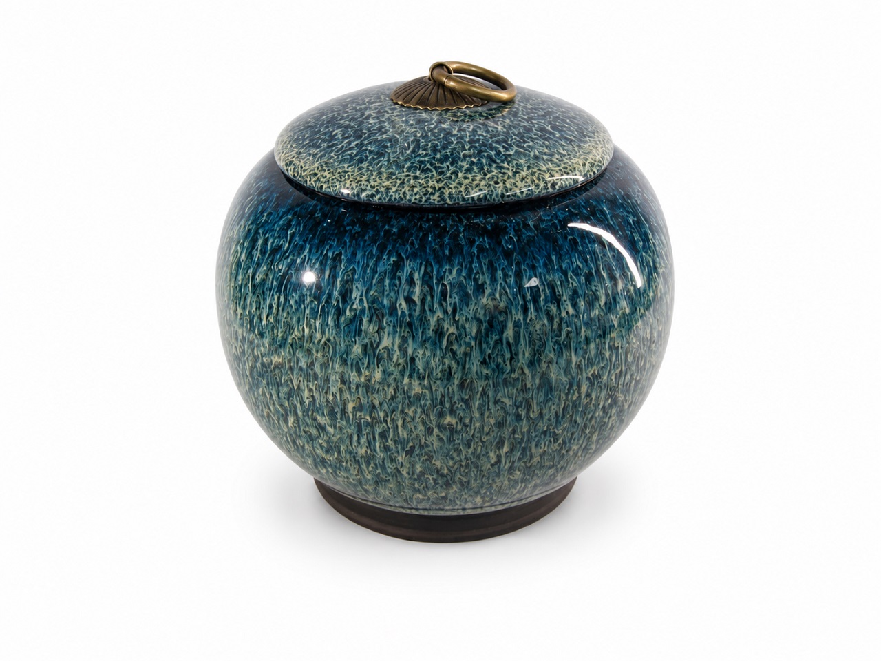 Blue Green Speckled Pet Urn Ceramic Style Finish