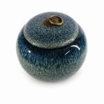 Blue Green Speckled Pet Urn Ceramic Style Finish