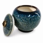 Blue Green Speckled Pet Urn Ceramic Style Finish