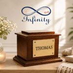 Bramber Solid Ash Wood Casket Mahogany Red Satin Lacquer Finish Infinity Pet Crematorium
