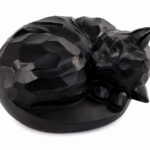 Curled Up Cat Urn Black Wood Effect Finish