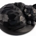 Curled Up Cat Urn Black Wood Effect Finish
