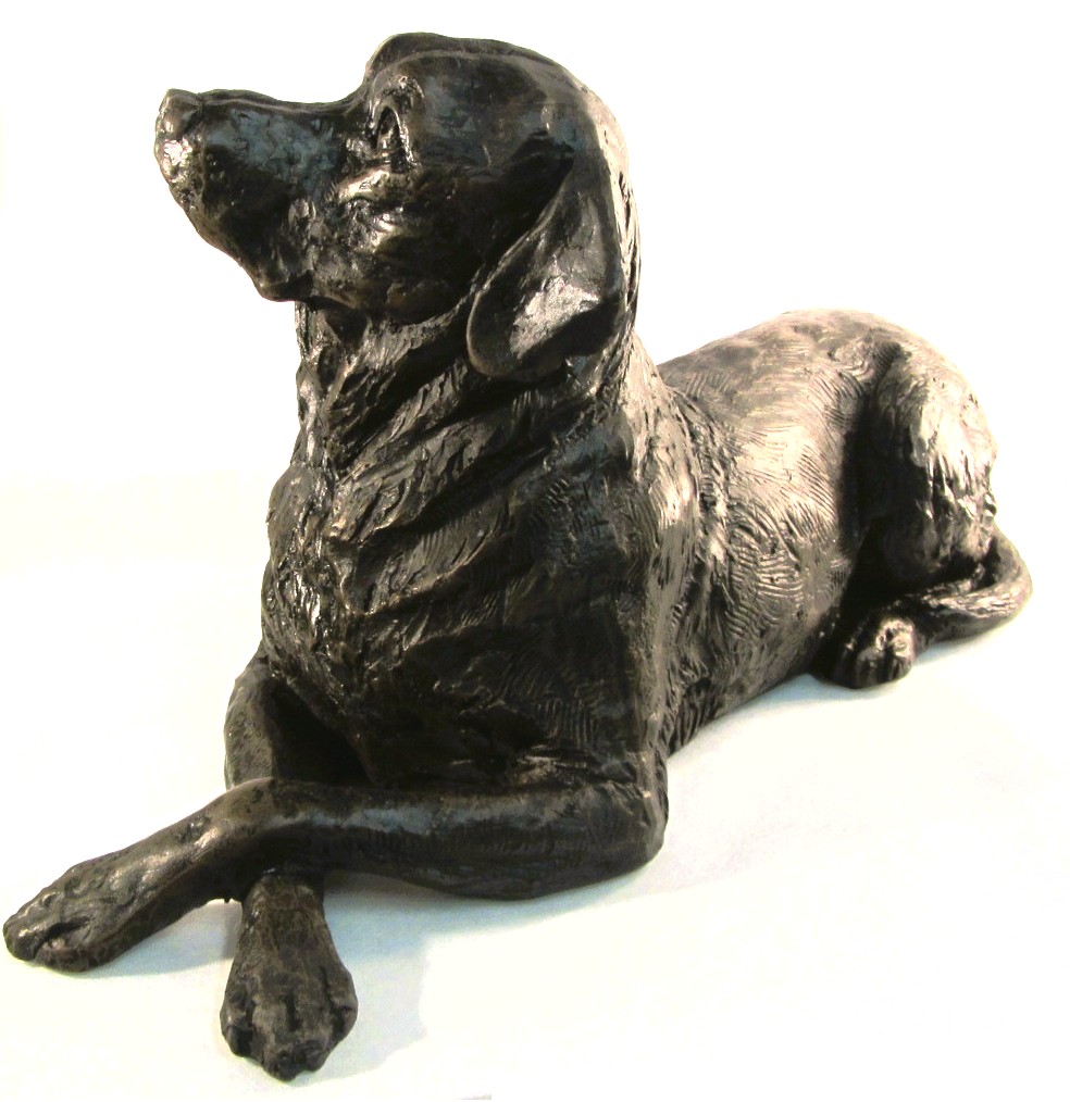 Labrador Figurine Urn Black Resin Finish