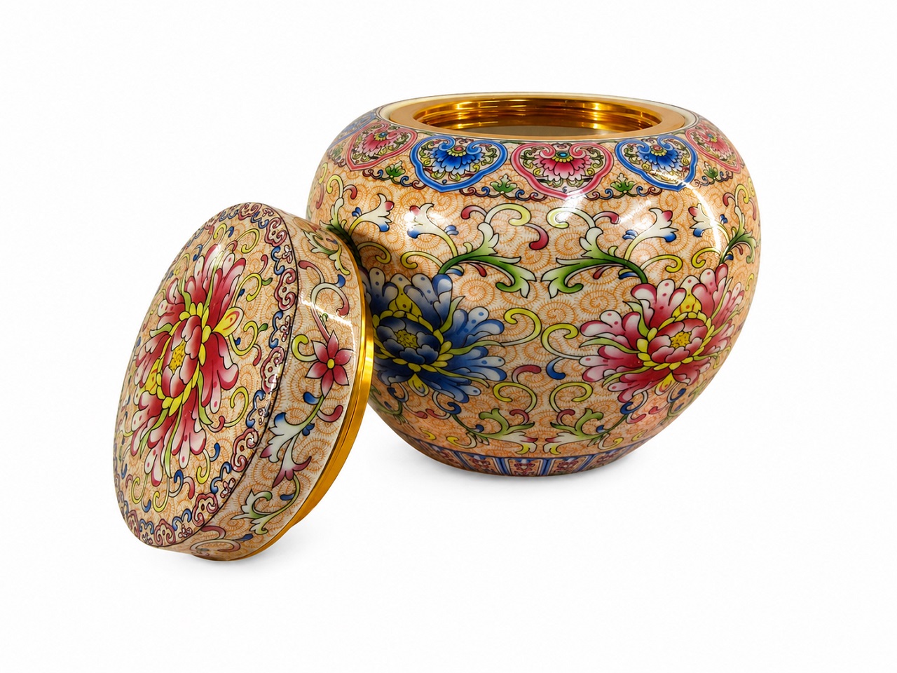 Ornate Floral Pet Urn Ceramic Style Finish