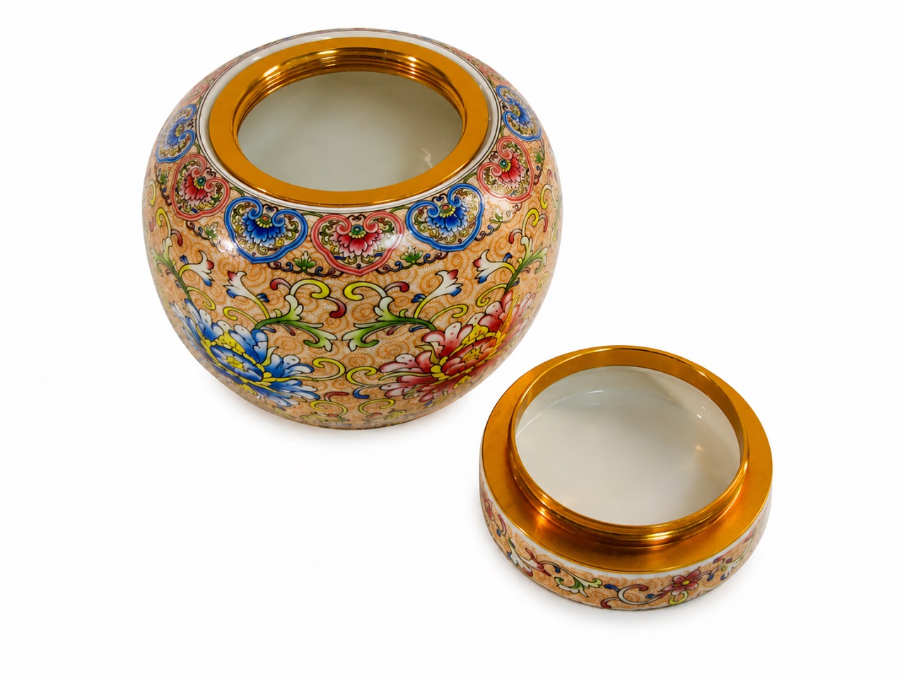 Ornate Floral Pet Urn Ceramic Style Finish