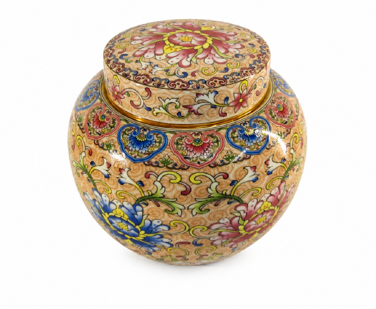 Ornate Floral Pet Urn Ceramic Style Finish