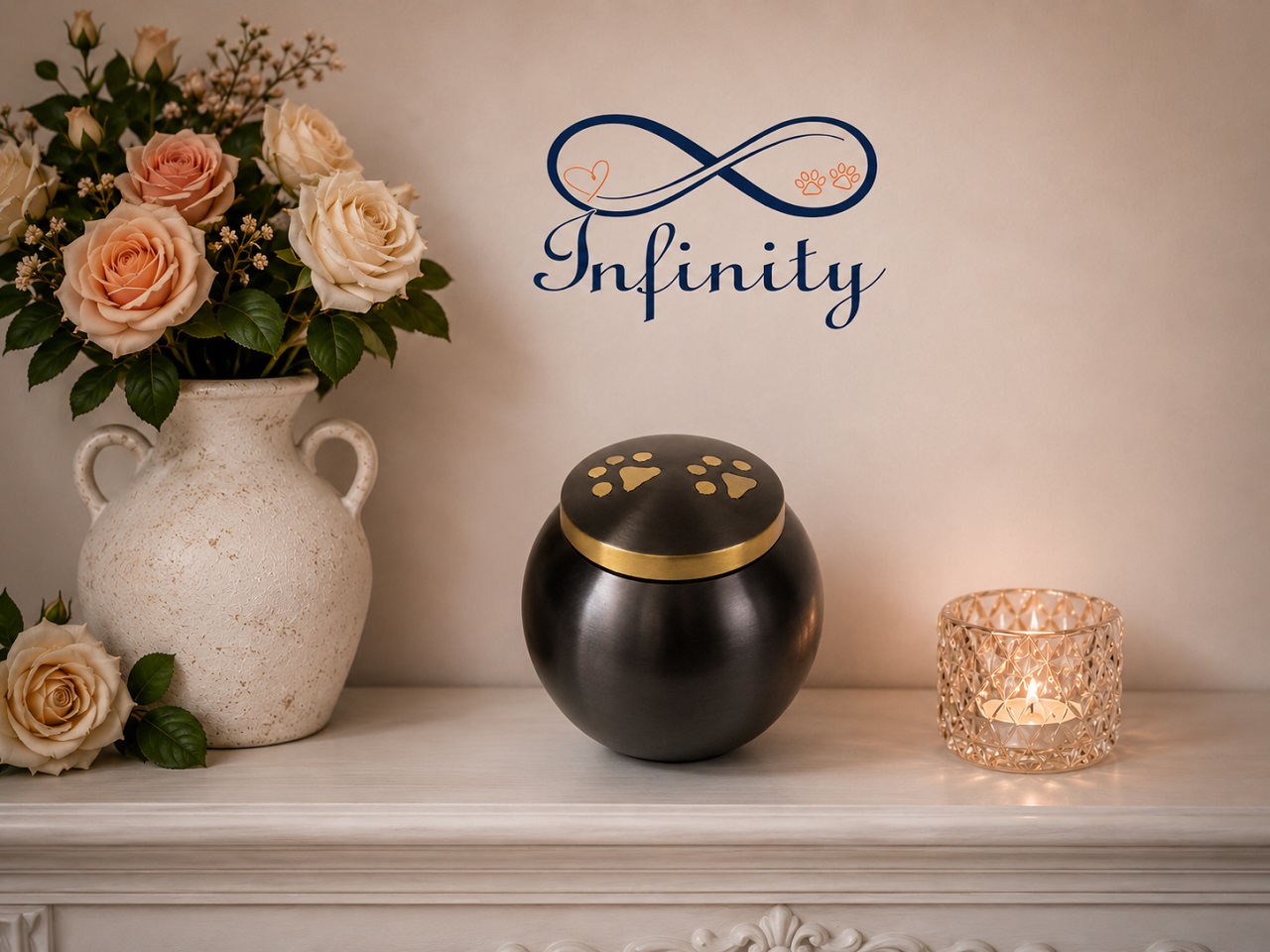 Pawprint Urn Gunmetal Finish Infinity Pet Crematorium