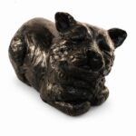 Peaceful Cat Figurine Urn Black Resin Finish