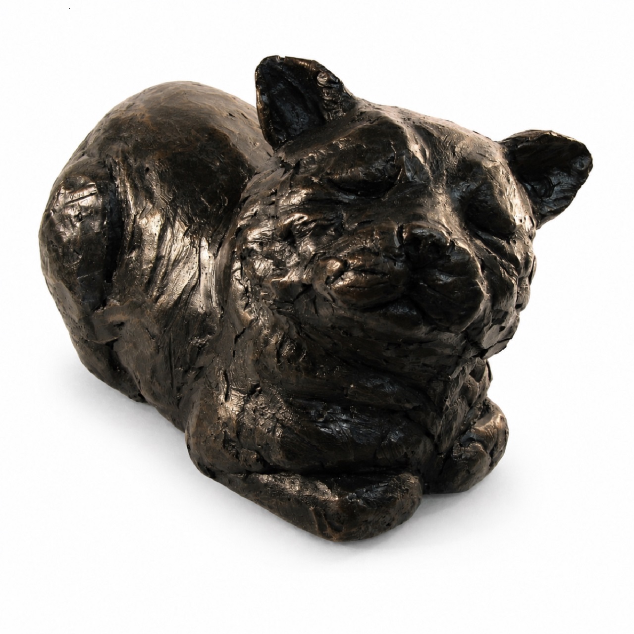Peaceful Cat Figurine Urn Black Resin Finish