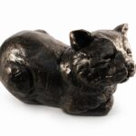 Peaceful Cat Figurine Urn Black Resin Finish