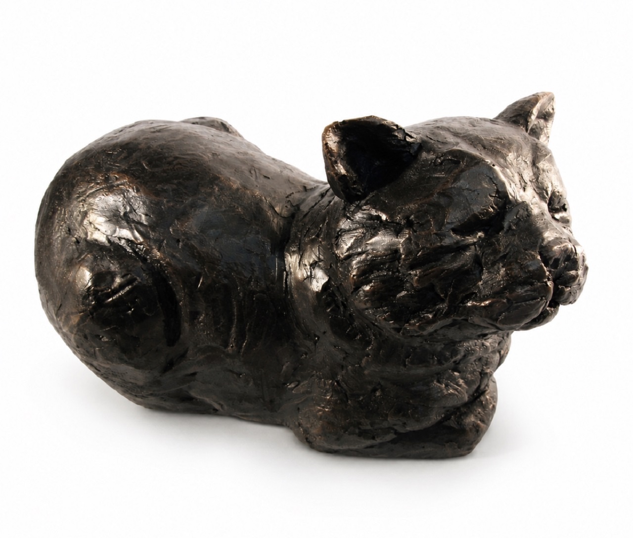 Peaceful Cat Figurine Urn Black Resin Finish