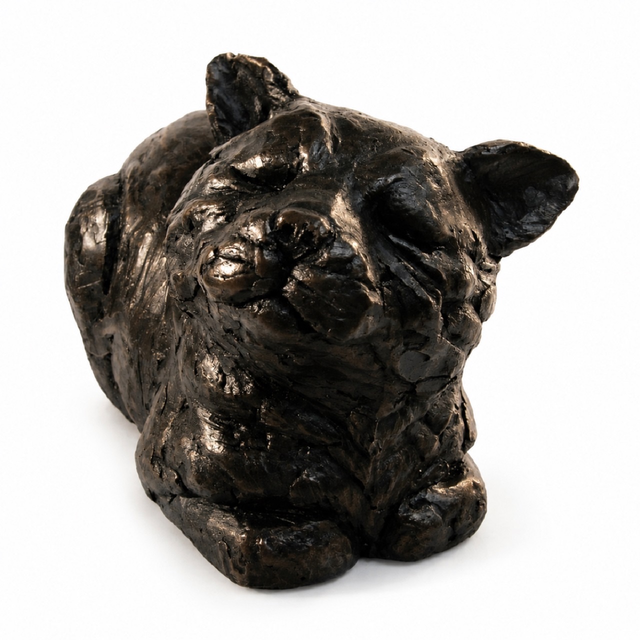 Peaceful Cat Figurine Urn Black Resin Finish