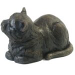 Peaceful Cat Figurine Urn Black Resin Finish