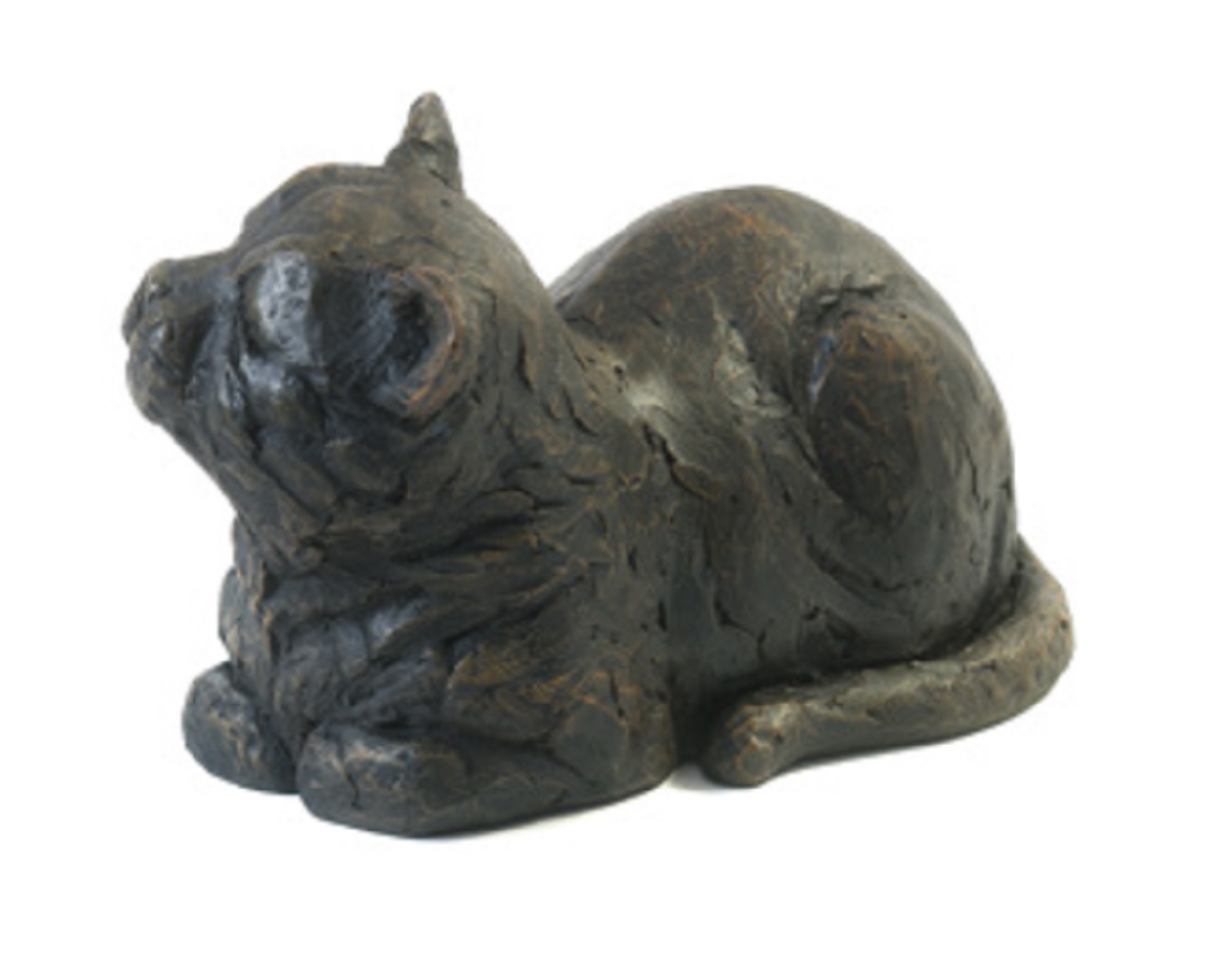 Peaceful Cat Figurine Urn Black Resin Finish