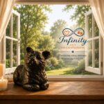 Peaceful Cat Figurine Urn Black Resin Finish Lifestyle Infinity Pet Crematorium