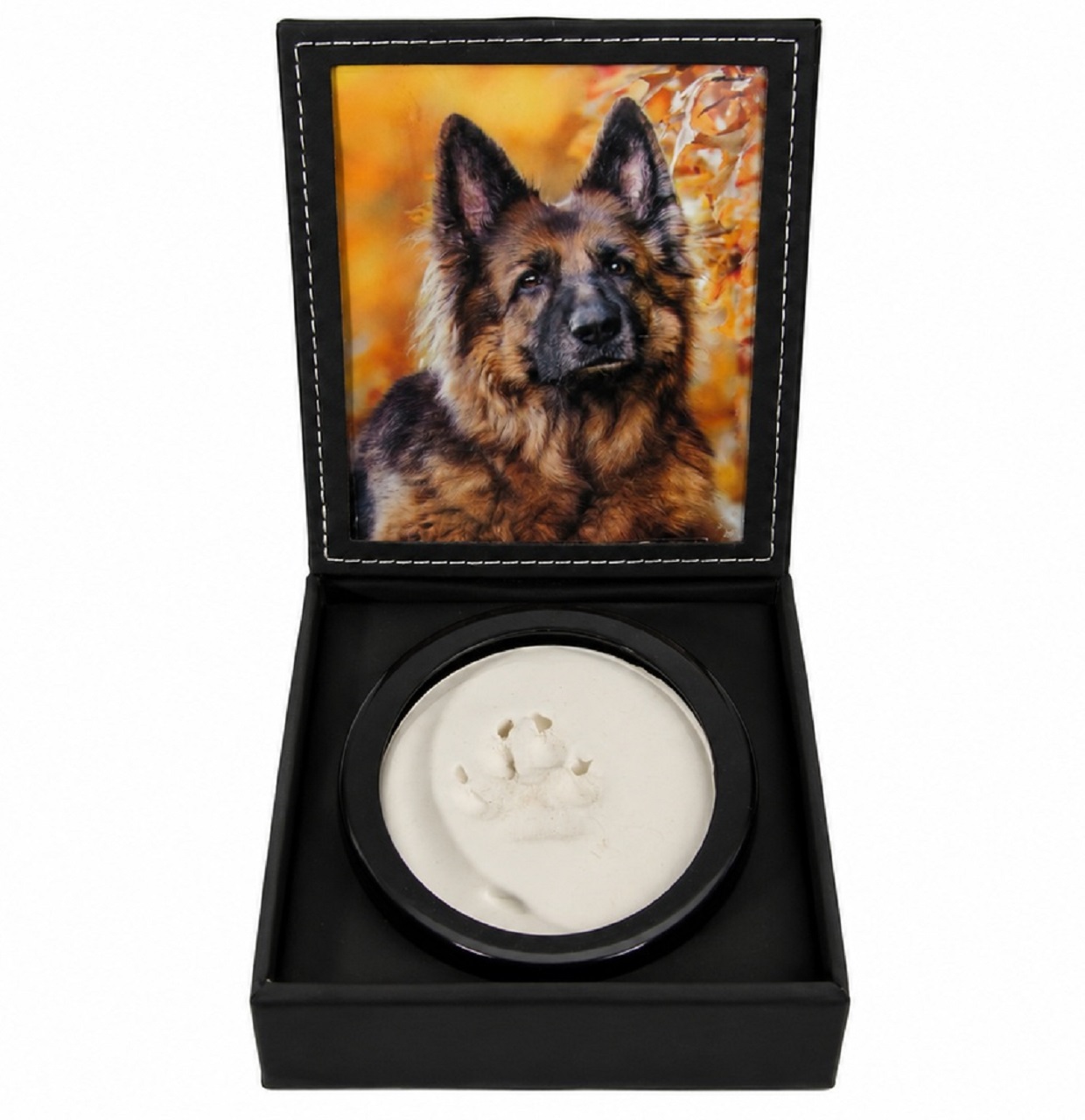 Pet Remembrance Nose Paw Print With Photo Leather Effect Finish