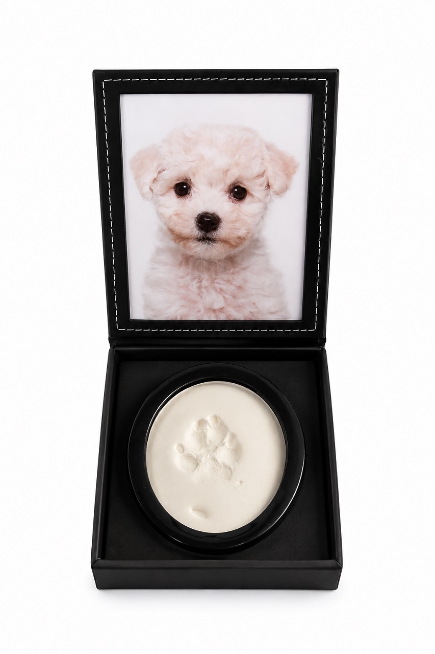 Pet Remembrance Paw Print With Photo Leather Effect Finish