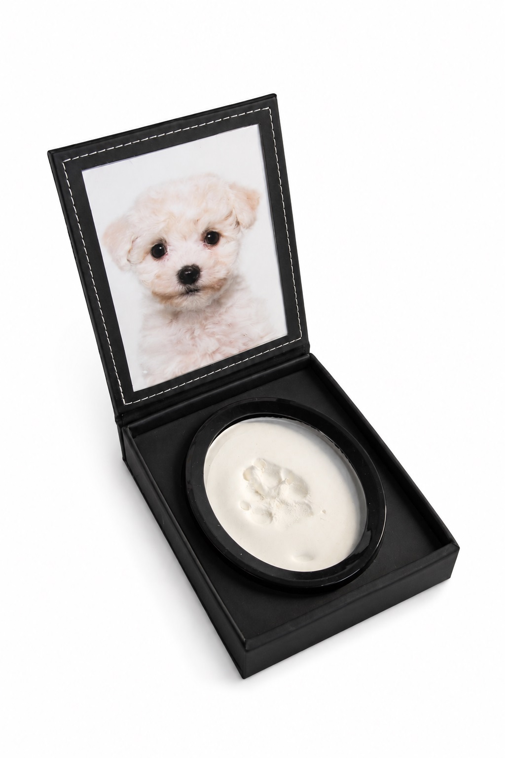 Pet Remembrance Paw Print With Photo Leather Effect Finish