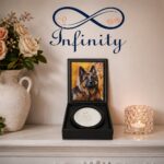 Pet Remembrance Paw Print With Photo Leather Effect Finish Infinity Pet Crematorium