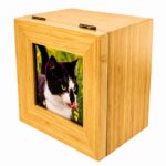 Pet Tribute Ashes Casket With Photo Natural Wood Effect Finish