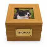Pet Tribute Ashes Casket With Photo Natural Wood Effect Finish