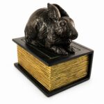 Rabbit On Book Figurine Urn Black Resin Finish