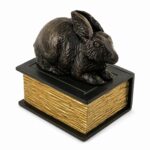 Rabbit On Book Figurine Urn Black Resin Finish