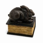 Rabbit On Book Figurine Urn Black Resin Finish