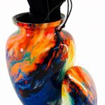 Rainbow Swirls Pet Urn Ceramic Style Finish