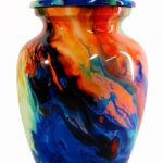Rainbow Swirls Pet Urn Ceramic Style Finish