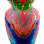 Rainbow Swirls Pet Urn Ceramic Style Finish