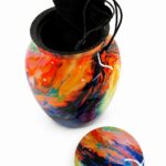 Rainbow Swirls Pet Urn Ceramic Style Finish