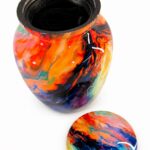 Rainbow Swirls Pet Urn Ceramic Style Finish