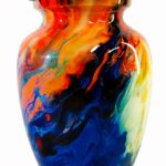 Rainbow Swirls Pet Urn Ceramic Style Finish