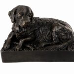 Retriever Figurine Urn Black Resin Finish