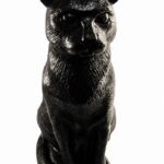 Sitting Cat Figurine Urn Black Resin Finish