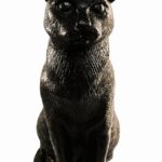 Sitting Cat Figurine Urn Black Resin Finish