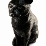 Sitting Cat Figurine Urn Black Resin Finish