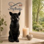Sitting Cat Figurine Urn Black Resin Finish Infinity Pet Crematorium