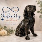 Spaniel Figurine Ashes Urn Black Bronze Resin Finish Infinity Pet Crematorium