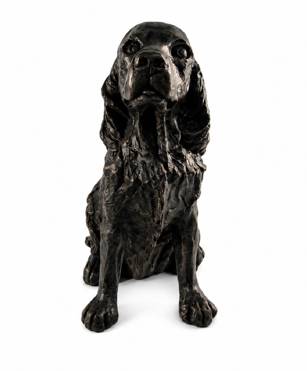 Spaniel Figurine Urn Black Resin Finish